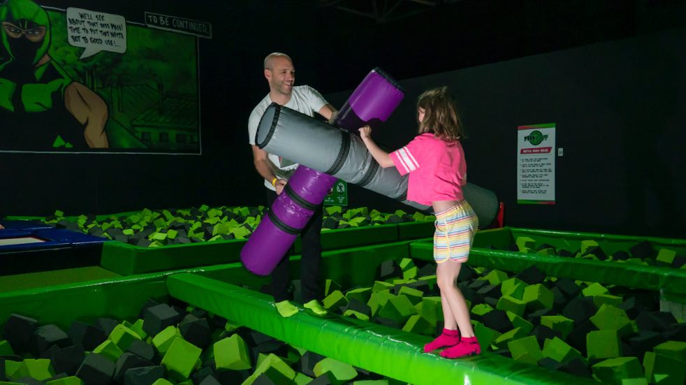 Man and daughter at Flip Out